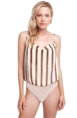 Cowl Cami Bodysuit -Outlet Cozi Luxe Store ACT15040 IVORY GOLD 04