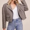 Boxy Woven Moto Jacket 1 Boxy Woven Moto Jacket -Outlet Cozi Luxe Store ACT15082 GREY WHITE COMBO 3