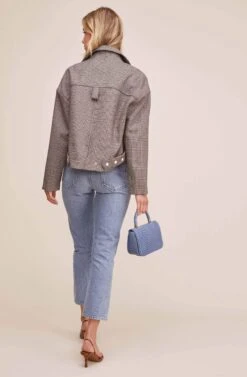 Boxy Woven Moto Jacket 10 Boxy Woven Moto Jacket -Outlet Cozi Luxe Store ACT15082 GREY WHITE COMBO 4