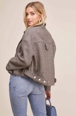 Boxy Woven Moto Jacket 11 Boxy Woven Moto Jacket -Outlet Cozi Luxe Store ACT15082 GREY WHITE COMBO 5