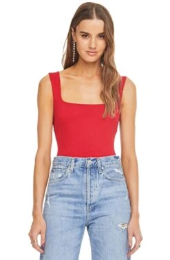 Nellie Tank Bodysuit 17 Nellie Tank Bodysuit -Outlet Cozi Luxe Store ACT15122 CHERRY RED 1A