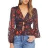 Gianna Blouse Top -Outlet Cozi Luxe Store ACT15127 PLUM RED FLORAL 00