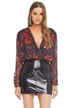 Maren Floral Bodysuit 13 Maren Floral Bodysuit -Outlet Cozi Luxe Store ACT15128 PLUM RED FLORAL 00