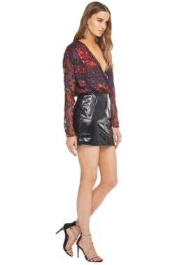 Maren Floral Bodysuit 10 Maren Floral Bodysuit -Outlet Cozi Luxe Store ACT15128 PLUM RED FLORAL 02