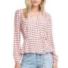 Long Sleeve Front Tie Wrap Top -Outlet Cozi Luxe Store ACT15168 PINK BLACK GEO 00