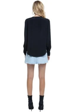Long Sleeve Surplice Top -Outlet Cozi Luxe Store ACT15231 BLACK 03
