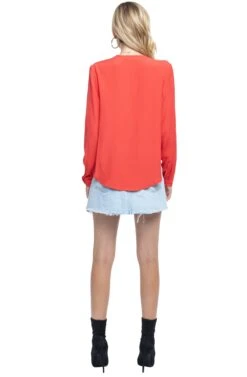 Long Sleeve Surplice Top -Outlet Cozi Luxe Store ACT15231 RED 03