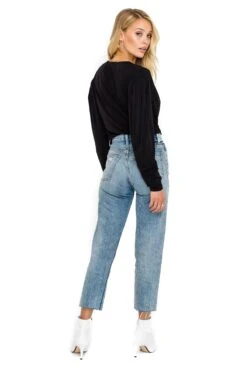 Pleated V-Neck Bodysuit -Outlet Cozi Luxe Store ACT15293 BLACK 03