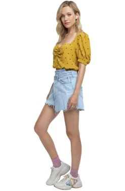 Drew Polka Dot Crop Top 10 Drew Polka Dot Crop Top -Outlet Cozi Luxe Store ACT15306 MUSTARD DOT 2