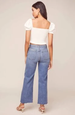 Mason Puff Sleeve Crop Top -Outlet Cozi Luxe Store ACT15321B WHITE 3