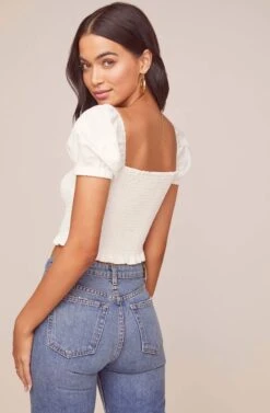 Mason Puff Sleeve Crop Top -Outlet Cozi Luxe Store ACT15321B WHITE 4