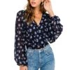Long Sleeve Tie Back Blouse -Outlet Cozi Luxe Store ACT15338 NAVY MULTI FLORAL 04
