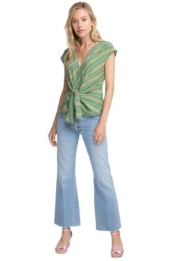 Clark Striped Top -Outlet Cozi Luxe Store ACT15362 EMERALD STRIPE 1