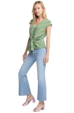 Clark Striped Top -Outlet Cozi Luxe Store ACT15362 EMERALD STRIPE 2