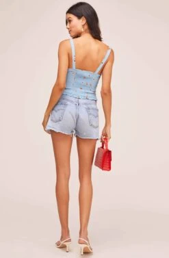 Claudia Floral Top -Outlet Cozi Luxe Store ACT15383 SKY BLUE PANSY 6A