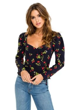 Long Sleeve Sweetheart Wrap Front Top