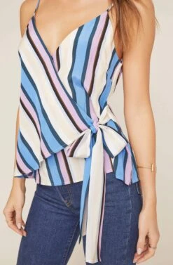 Ruth Striped Wrap Top -Outlet Cozi Luxe Store ACT15398 PERIWINKLE MULTI STRIPE 3 2 A