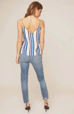 Ruth Striped Wrap Top -Outlet Cozi Luxe Store ACT15398 PERIWINKLE MULTI STRIPE 9A