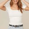 Glenna Smocked Top -Outlet Cozi Luxe Store ACT15411 WHITE 3 2 A