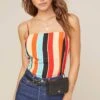 Shirlee Striped Tank Top -Outlet Cozi Luxe Store ACT15440 AQUA ORANGE STRIPE 5A