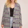 Keller Plaid Coat -Outlet Cozi Luxe Store ACT15537B GREEN NAVY MULTI PLAID 2