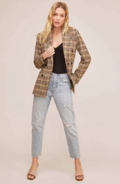 Greta Blazer 10 Greta Blazer -Outlet Cozi Luxe Store ACT15553 HONEY MUSTARD PLAID 1