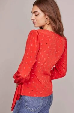 Olympia Floral Top -Outlet Cozi Luxe Store ACT15575B RED FLORAL DOT 4A