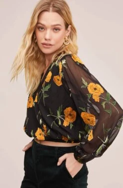 Shanley Floral Print Top -Outlet Cozi Luxe Store ACT15577 ORANGE BLOSSOM FLORAL 3