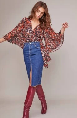 Imogen Leopard Print Top -Outlet Cozi Luxe Store ACT15586B RED GOLD LEOPARD 2A