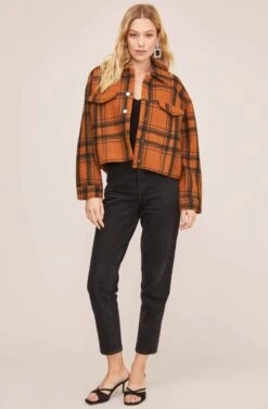 Dakota Plaid Jacket -Outlet Cozi Luxe Store ACT15589 RUST BLACK PLAID 1