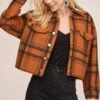 Dakota Plaid Jacket -Outlet Cozi Luxe Store ACT15589 RUST BLACK PLAID 3