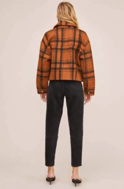 Dakota Plaid Jacket -Outlet Cozi Luxe Store ACT15589 RUST BLACK PLAID 4