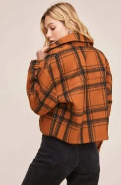 Dakota Plaid Jacket -Outlet Cozi Luxe Store ACT15589 RUST BLACK PLAID 5