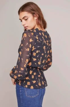 McKenna Floral Top 8 McKenna Floral Top -Outlet Cozi Luxe Store ACT15594 BLACK AMBER FLORAL 4A