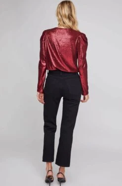 Shimmy Metallic Bodysuit -Outlet Cozi Luxe Store ACT15596B MARASCHINO RED 3A
