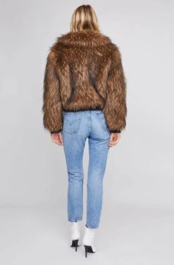 Jiselle Faux Fur Jacket -Outlet Cozi Luxe Store ACT15607 FOXY BROWN 4