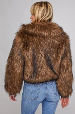 Jiselle Faux Fur Jacket -Outlet Cozi Luxe Store ACT15607 FOXY BROWN 5