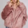 Adair Faux Fur Jacket 1 Adair Faux Fur Jacket -Outlet Cozi Luxe Store ACT15612 DUSTY PINK 2