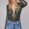Luxe Metallic Bodysuit -Outlet Cozi Luxe Store ACT15619 GUNMETAL GOLD FOIL 2