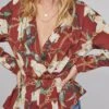 Joni Floral Print Top -Outlet Cozi Luxe Store ACT15625 WINE CHAIN FLORAL 3AA