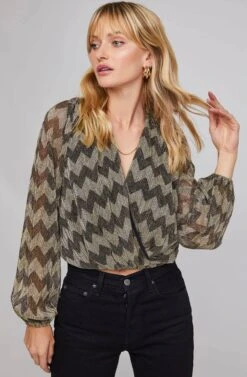 Primadonna Chevron Wrap Top -Outlet Cozi Luxe Store ACT15649B GOLD CHEVRON 3A
