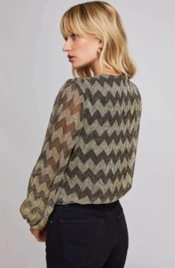 Primadonna Chevron Wrap Top -Outlet Cozi Luxe Store ACT15649B GOLD CHEVRON 5A