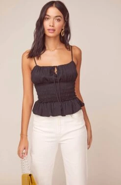 Fiona Smocked Top 24 Fiona Smocked Top -Outlet Cozi Luxe Store ACT15771B BLACK 2
