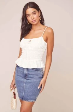 Fiona Smocked Top 21 Fiona Smocked Top -Outlet Cozi Luxe Store ACT15771B WHITE 5