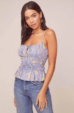 Fiona Floral Top 9 Fiona Floral Top -Outlet Cozi Luxe Store ACT15771 PERIWINKLE MULTI FLORAL 2