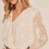Saskia Wrap Sheer Top -Outlet Cozi Luxe Store ACT15773 OFF WHITE 4A