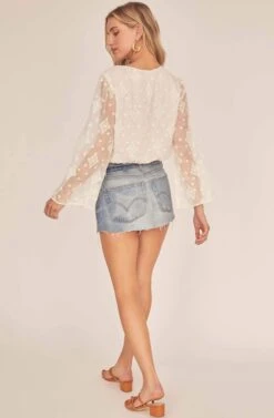 Saskia Wrap Sheer Top -Outlet Cozi Luxe Store ACT15773 OFF WHITE 6A