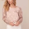 Goldie Floral Jacquard Top -Outlet Cozi Luxe Store ACT15779 BLUSH FLORAL JACQUARD 2