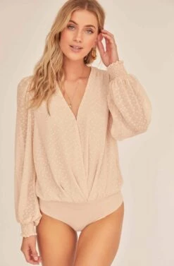 Dixie Wrap Top Bodysuit -Outlet Cozi Luxe Store ACT15781B BUTTERMILK 5A