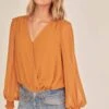Dixie Wrap Top Bodysuit -Outlet Cozi Luxe Store ACT15781B GOLDEN HOUR 2A